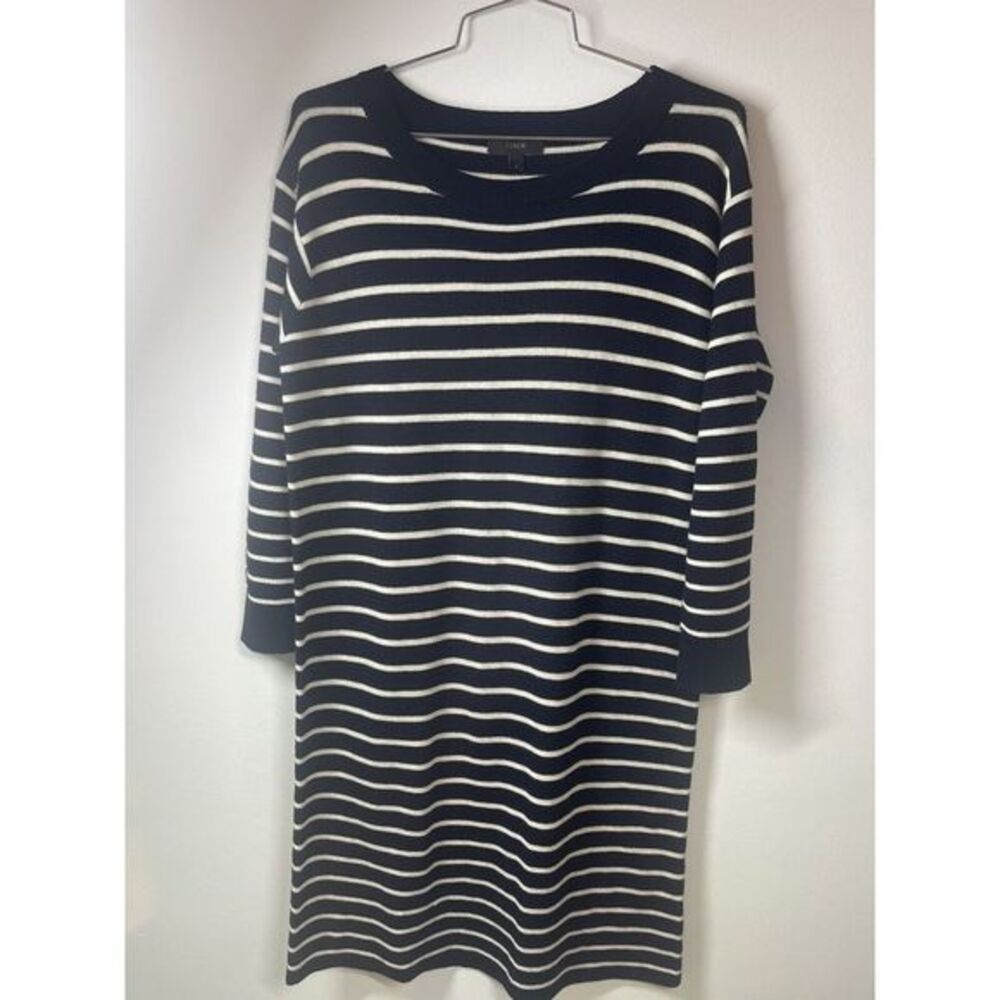 J Crew Womens Merino Wool Sweater Dress Size Small Blue White‎ Striped